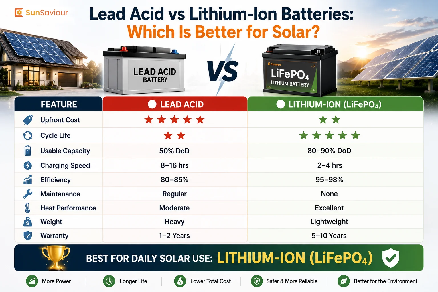 Lead Acid Battery vs Lithium Ion Battery